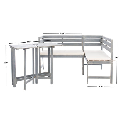 SAFAVIEH Outdoor Kenna 3-Piece Balcony Corner Lounge Set - 39Wx19Dx33H