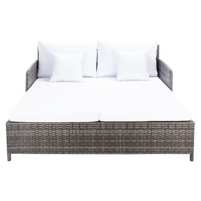 SAFAVIEH Taniyah, méridienne en osier d'extérieur avec coussins et oreillers - 135L x 71P x 157H (cm)