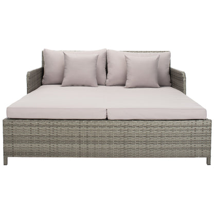 SAFAVIEH Taniyah, méridienne en osier d'extérieur avec coussins et oreillers - 135L x 71P x 157H (cm)