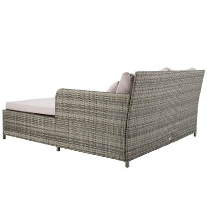 SAFAVIEH Taniyah, méridienne en osier d'extérieur avec coussins et oreillers - 135L x 71P x 157H (cm)