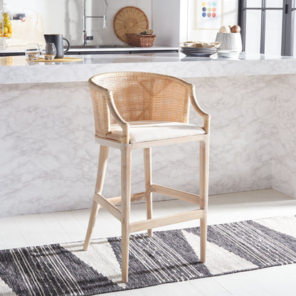 Tabouret de bar en rotin SAFAVIEH Virona de 76 cm (30 pouces) - 56,6 L x 52,1 P x 99,1 H - 56,6Lx52,1Px99,1H