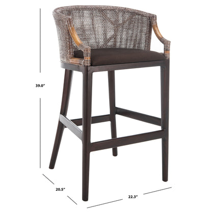 Tabouret de bar en rotin SAFAVIEH Virona de 76 cm (30 pouces) - 56,6 L x 52,1 P x 99,1 H - 56,6Lx52,1Px99,1H