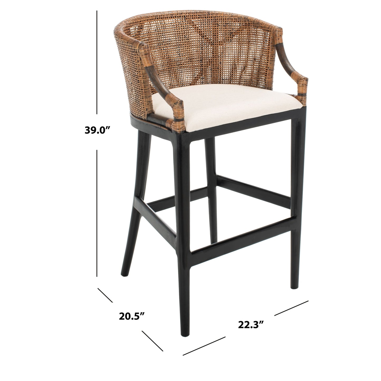 Tabouret de bar en rotin SAFAVIEH Virona de 76 cm (30 pouces) - 56,6 L x 52,1 P x 99,1 H - 56,6Lx52,1Px99,1H