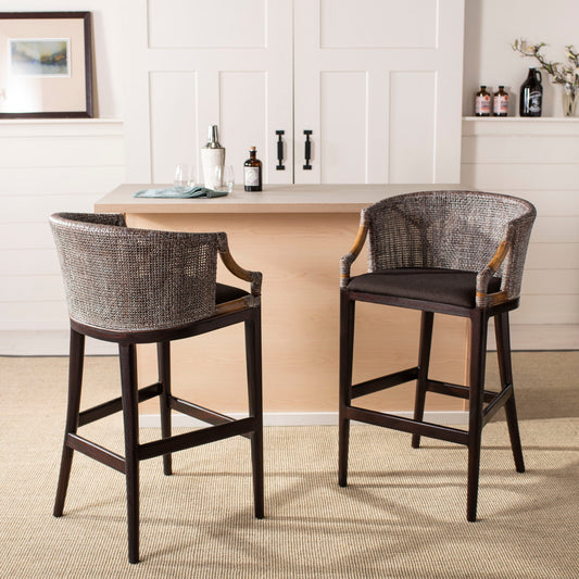 Tabouret de bar en rotin SAFAVIEH Virona de 76 cm (30 pouces) - 56,6 L x 52,1 P x 99,1 H - 56,6Lx52,1Px99,1H