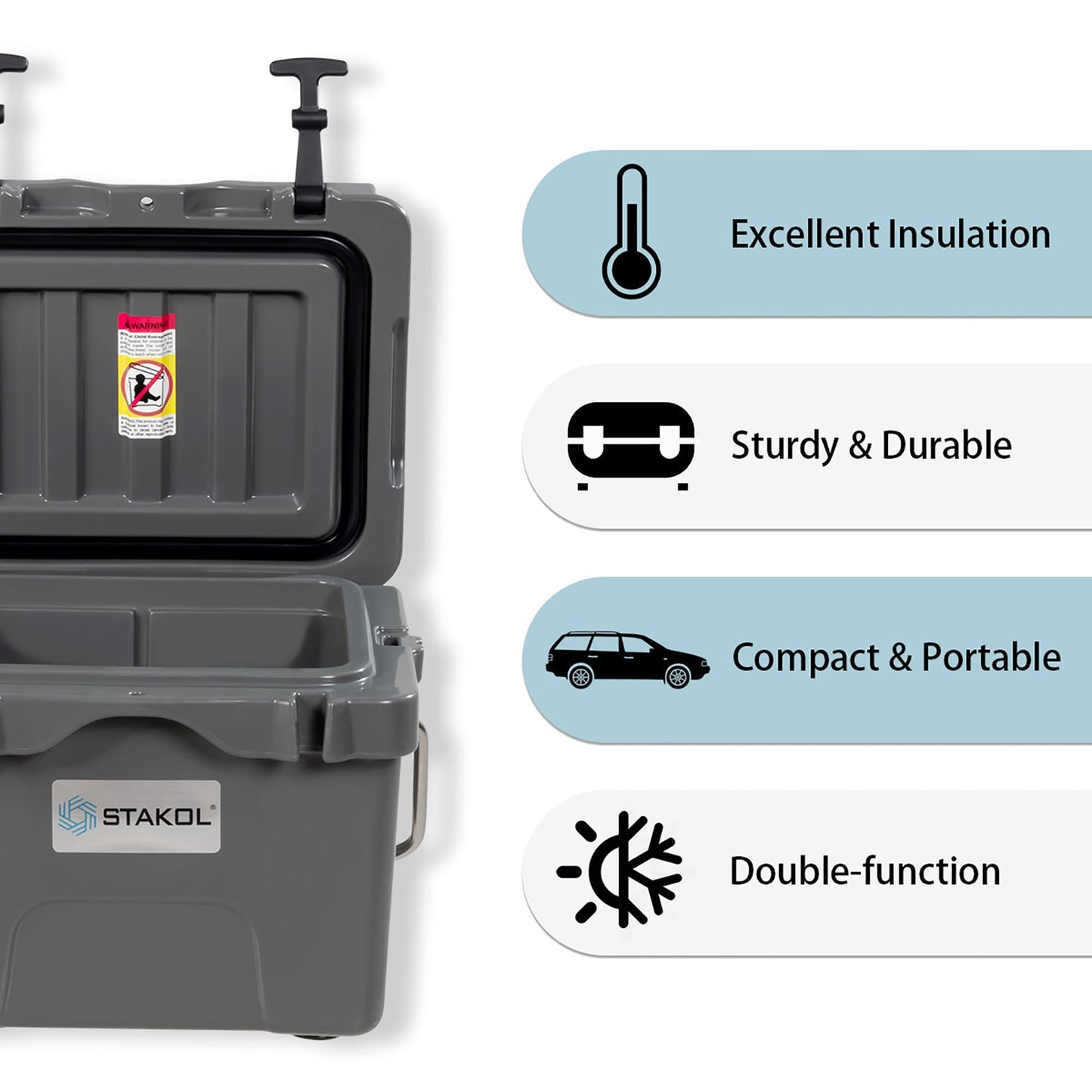 SKTAKOL Glacière isotherme portable 16 quarts, étanche, 24 boîtes de glace - Voir les détails