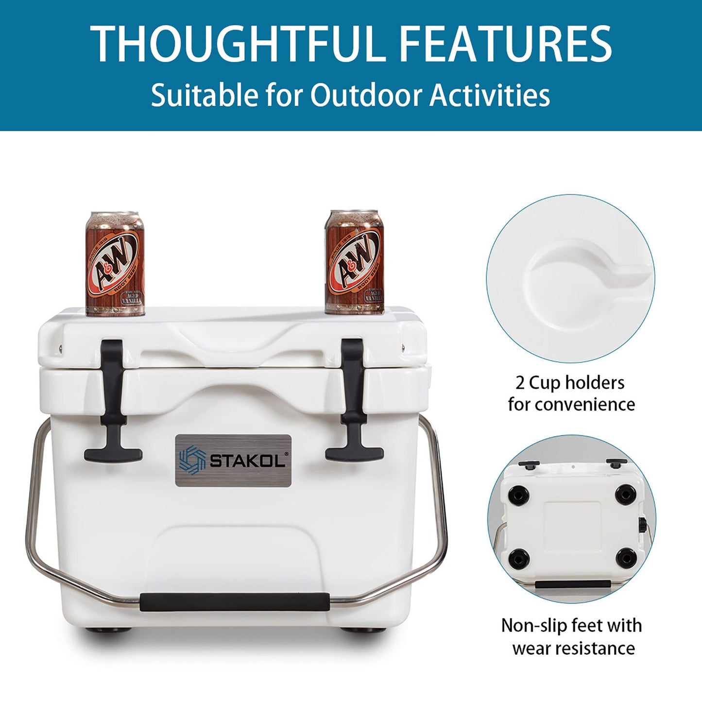 SKTAKOL Glacière isotherme portable 16 quarts, étanche, 24 boîtes de glace - Voir les détails