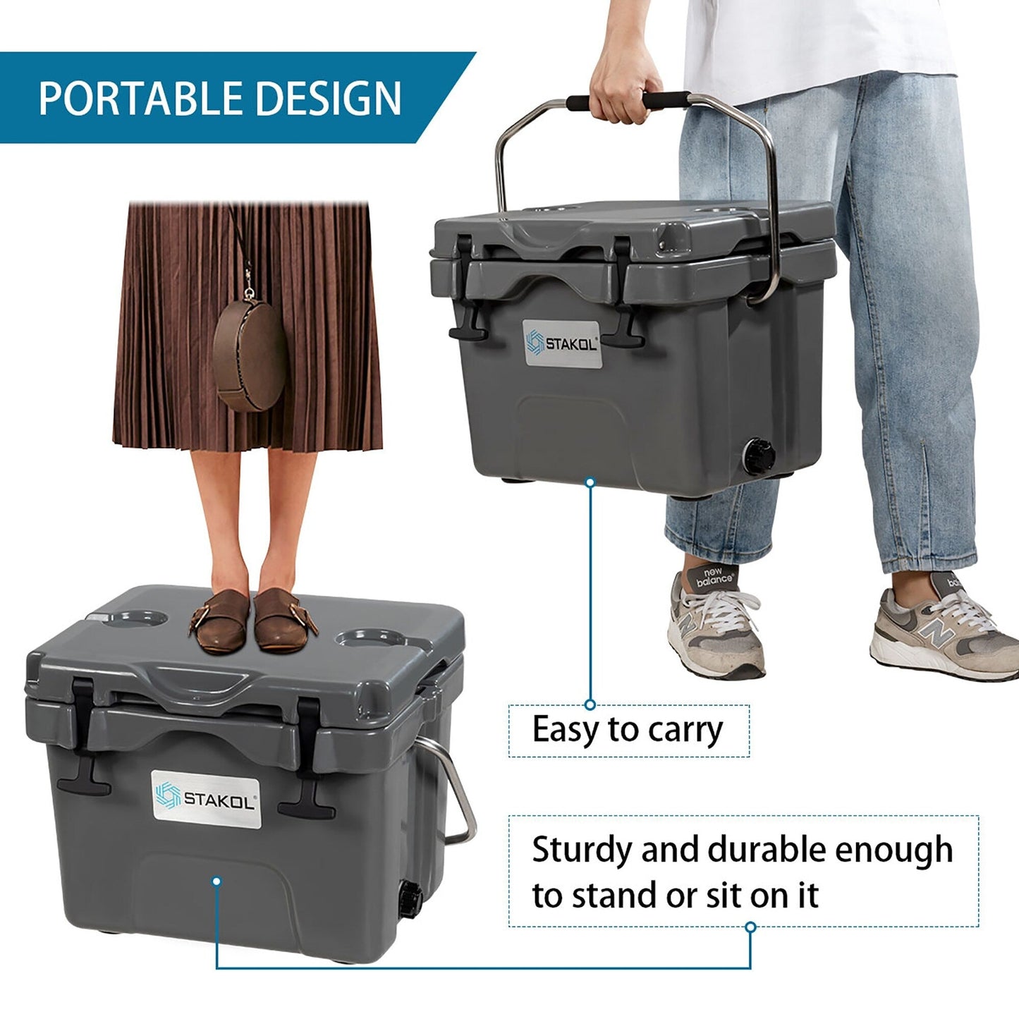 SKTAKOL Glacière isotherme portable 16 quarts, étanche, 24 boîtes de glace - Voir les détails