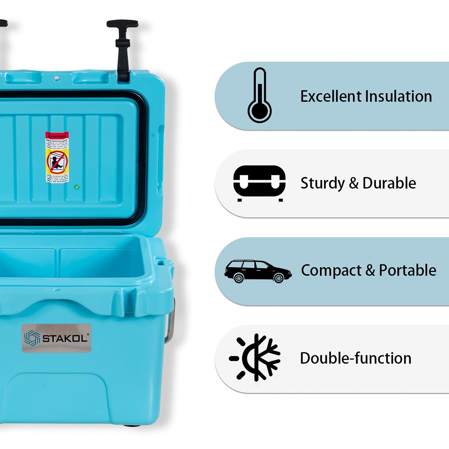 SKTAKOL Glacière isotherme portable 16 quarts, étanche, 24 boîtes de glace - Voir les détails