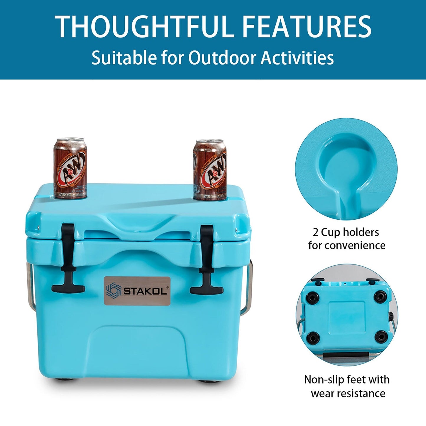 SKTAKOL Glacière isotherme portable 16 quarts, étanche, 24 boîtes de glace - Voir les détails