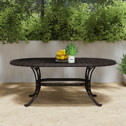 Sanibel Bronze Aluminum 7- Piece Outdoor Dining Set with 72 Oval Dining Table and Six Armchairs by Homestyles