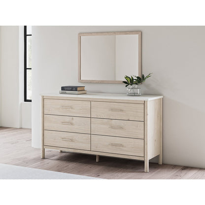 Miroir de chambre à coucher Cadmori beige de Signature Design by Ashley - Brun - 98,7 cm L x 3,3 cm P x 70,3 cm H