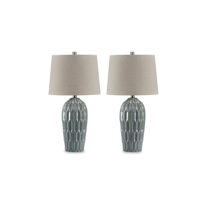 Luminaire de table Hadbury bleu de Signature Design by Ashley (lot de 2) - 14 L x 14 P x 26,75 H (cm)