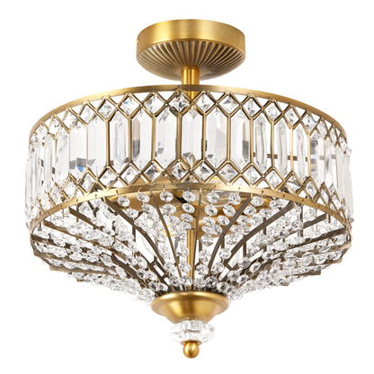 Applique lumineuse semi-encastrée en verre à plusieurs niveaux, bronze/or, modèle Furey de Silver Orchid - 37,5 x 37,5 x 38,8 cm (L x l x h)