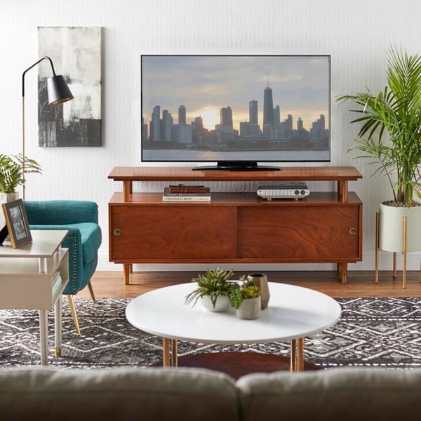 Meuble TV en bois Simple Living Margo, style moderne du milieu du siècle.