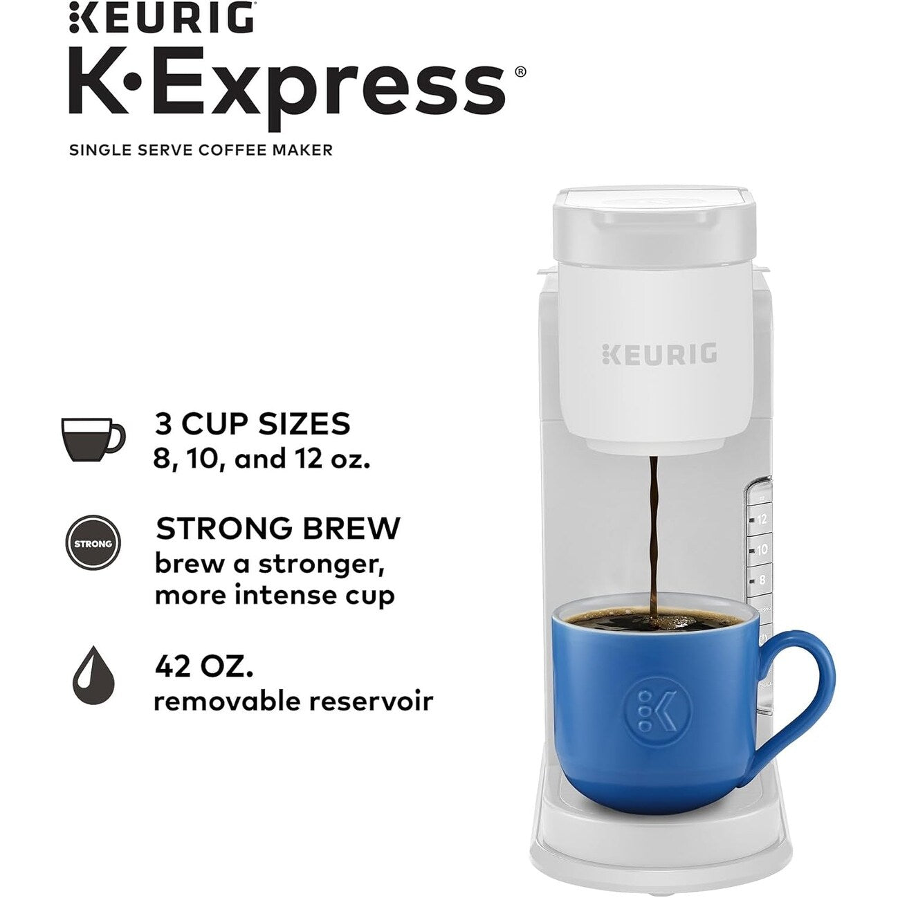 Machine à café à dosettes K-Cup pour une seule tasse, 3 tailles de café, café fort, réservoir de 42 oz, pierre chaude