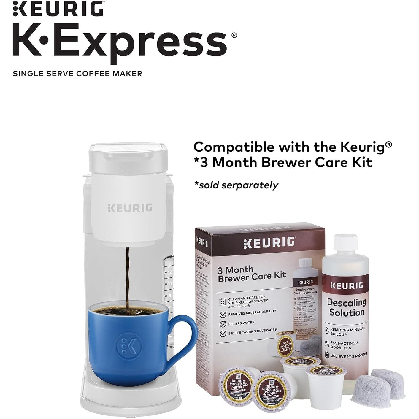 Machine à café à dosettes K-Cup pour une seule tasse, 3 tailles de café, café fort, réservoir de 42 oz, pierre chaude