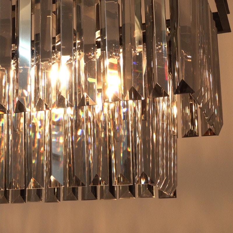 Luminaire suspendu à 2 niveaux pour îlot de cuisine, salle à manger, style moderne et contemporain, en cristal gris fumé et noir, 47 po.