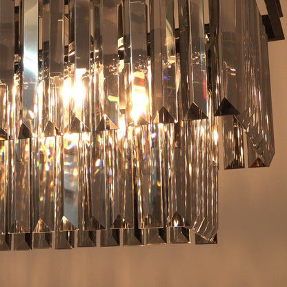 Luminaire suspendu à 2 niveaux pour îlot de cuisine, salle à manger, style moderne et contemporain, en cristal gris fumé et noir, 47 po.