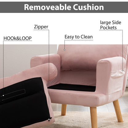 Fauteuil de salon confortable en tissu avec dossier et repose-pieds réglables