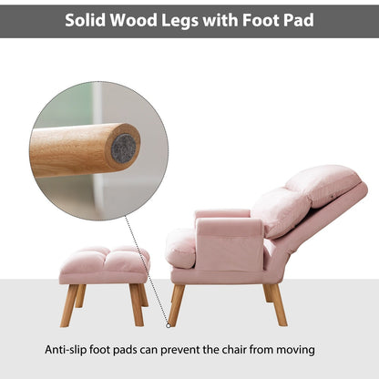 Fauteuil de salon confortable en tissu avec dossier et repose-pieds réglables