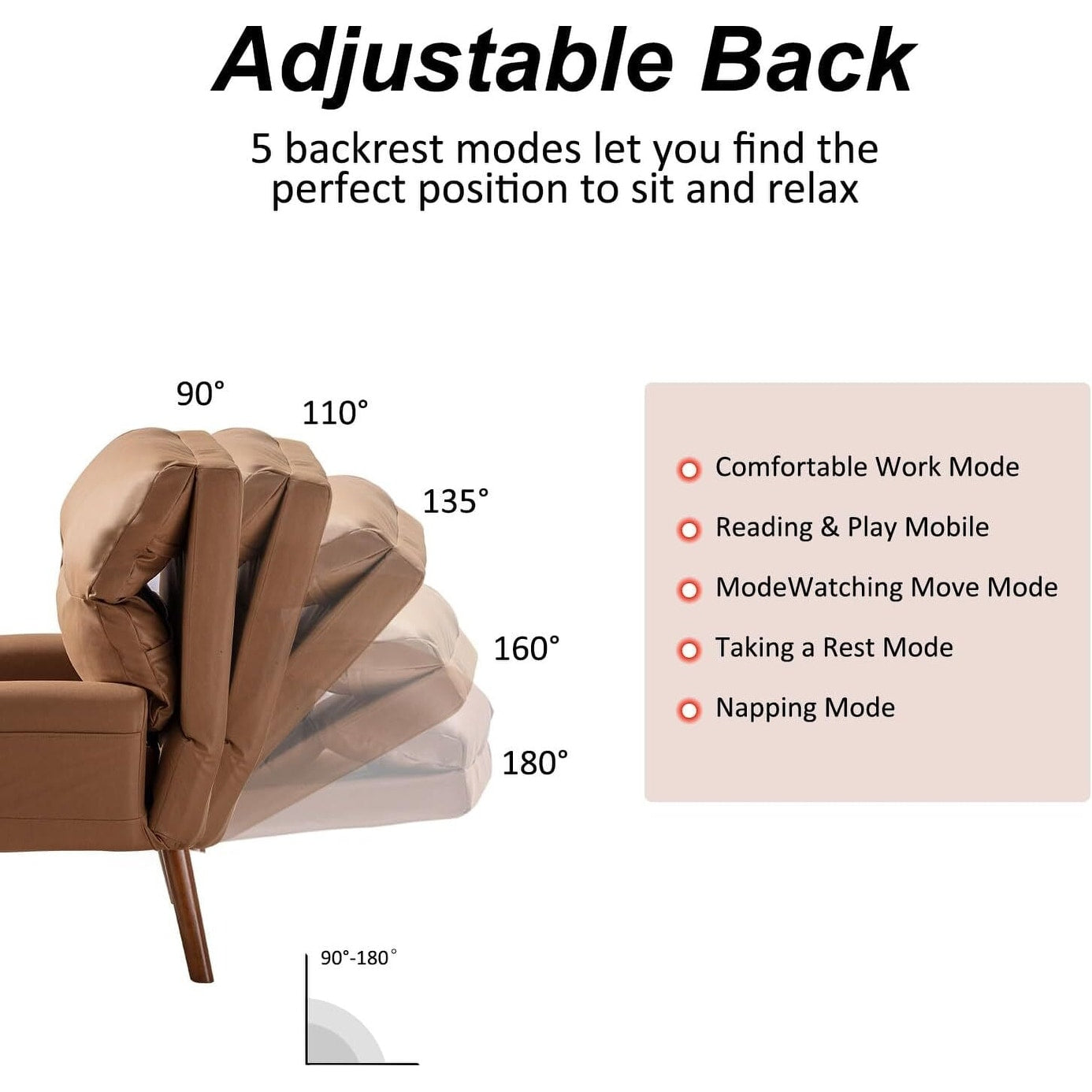 Fauteuil de salon confortable en tissu avec dossier et repose-pieds réglables