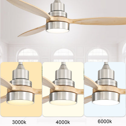 Ventilateur de plafond intérieur en bois Sofucor 52 avec télécommande, éclairage intégré en option.