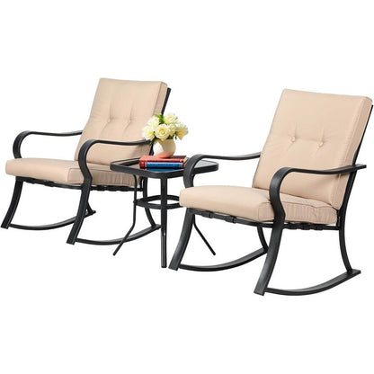 Ensemble de bistro pour patio extérieur Solaura, 3 pièces, avec chaises à bascule