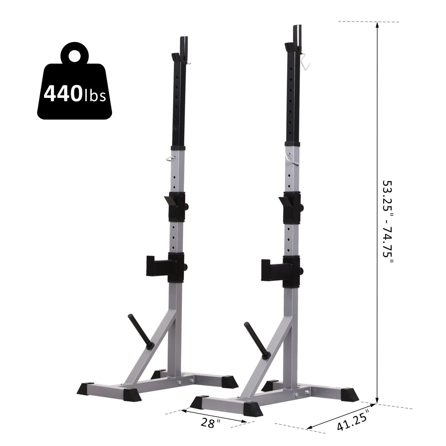 Soozier Support de Squat/Banc de Poussée de Barre à Hauteur Réglable en Acier, 2 pièces - N/A