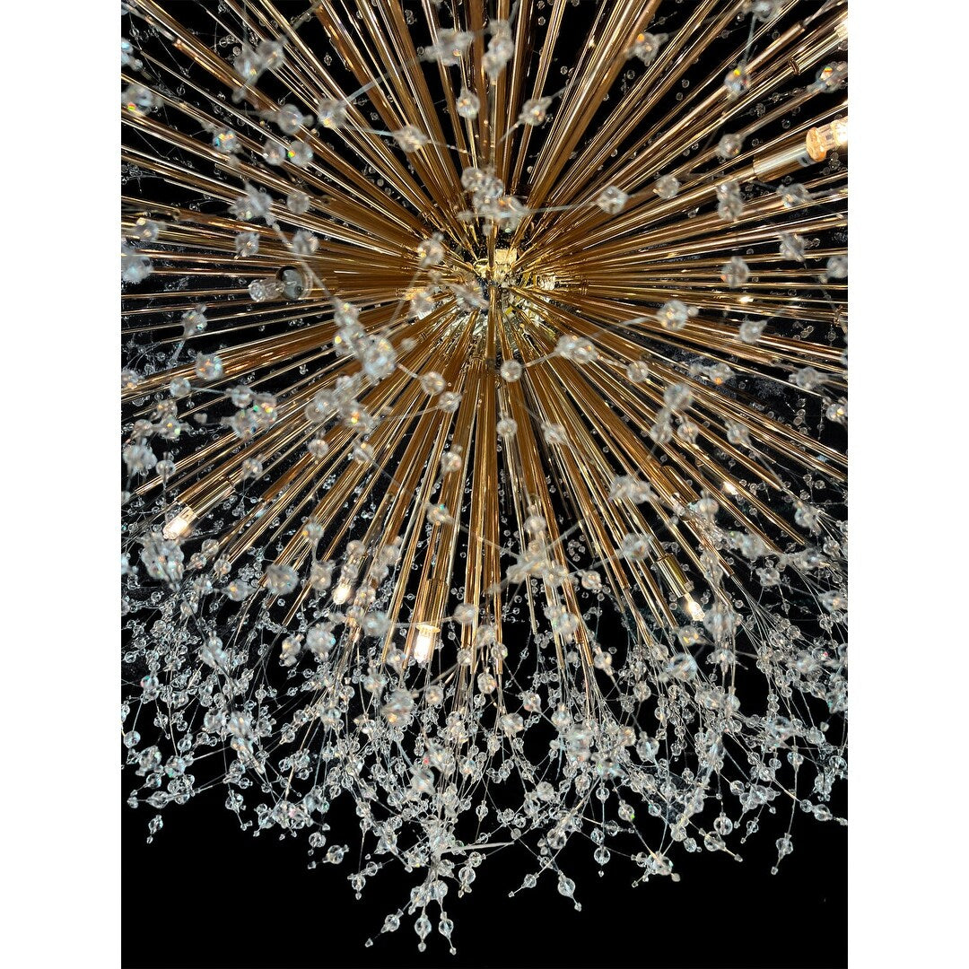 Luminaire suspendu en cristal à motif d'étoile, 47 pouces de large