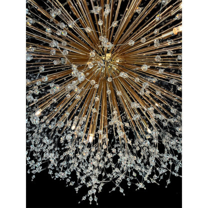 Luminaire suspendu en cristal à motif d'étoile, 47 pouces de large