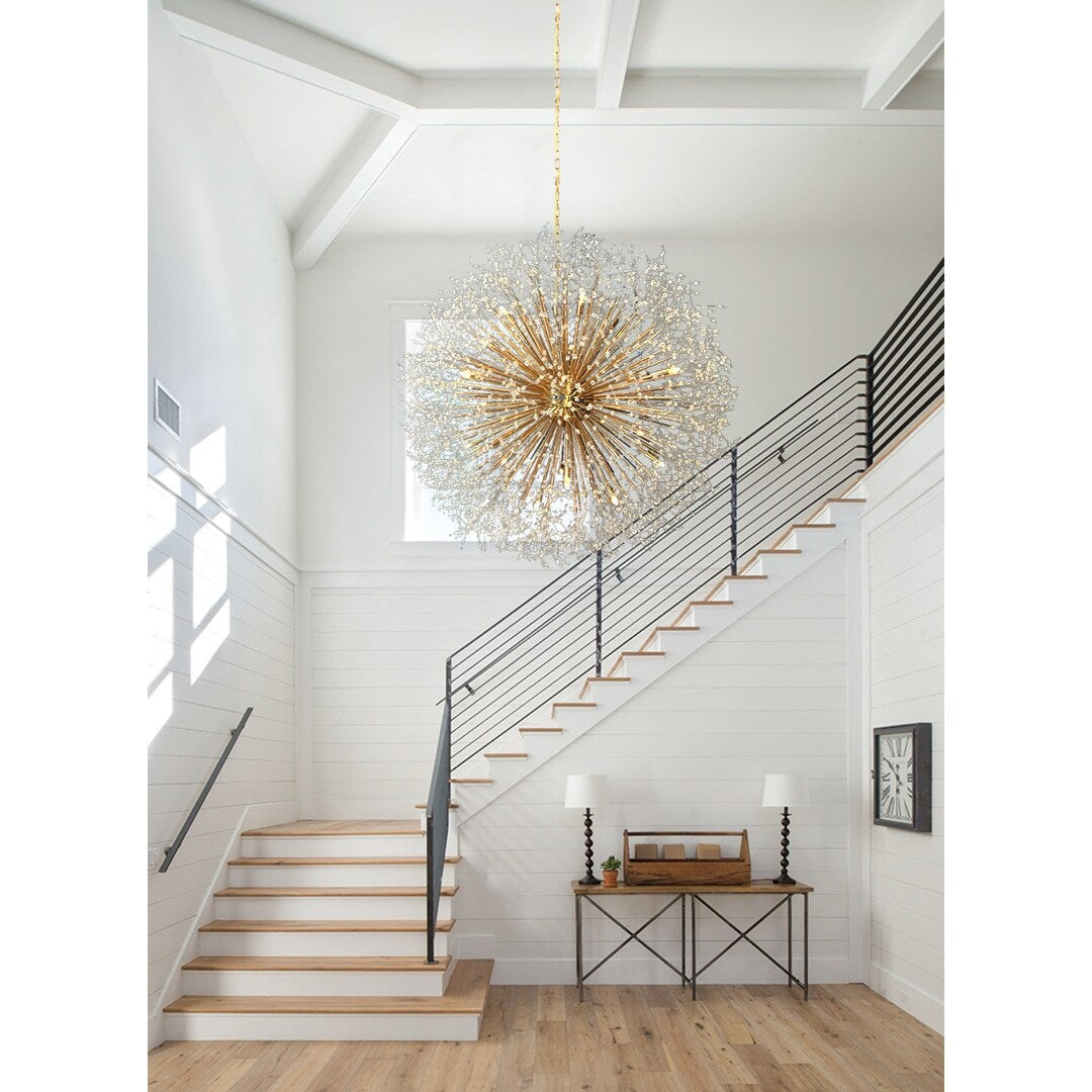 Luminaire suspendu en cristal à motif d'étoile, 47 pouces de large