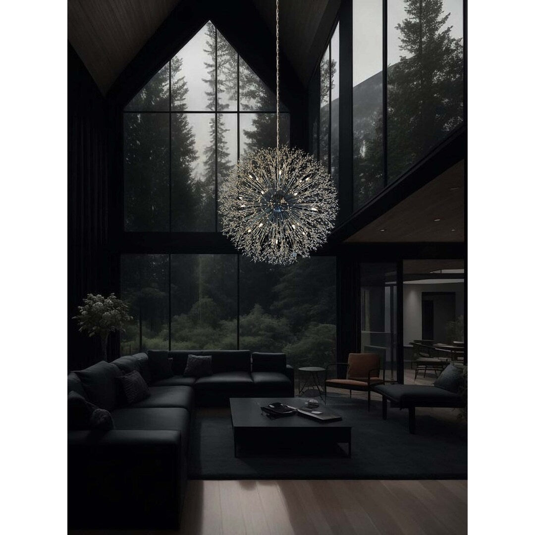 Luminaire suspendu en cristal à motif d'étoile, 47 pouces de large