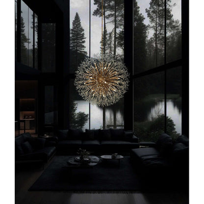 Luminaire suspendu en cristal à motif d'étoile, 47 pouces de large