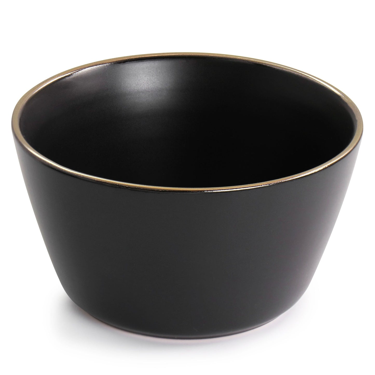 Service de table en grès 16 pièces noir avec bord doré