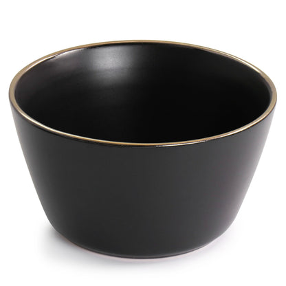 Service de table en grès 16 pièces noir avec bord doré