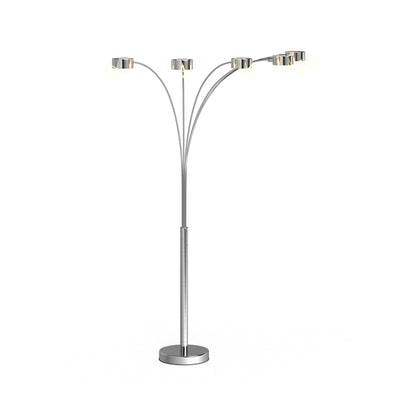 Lampe de sol à 5 lumières, modèle Charlie, en acier brossé, avec arche, de Strick &amp; Bolton