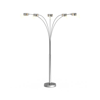 Lampe de sol à 5 lumières, modèle Charlie, en acier brossé, avec arche, de Strick &amp; Bolton