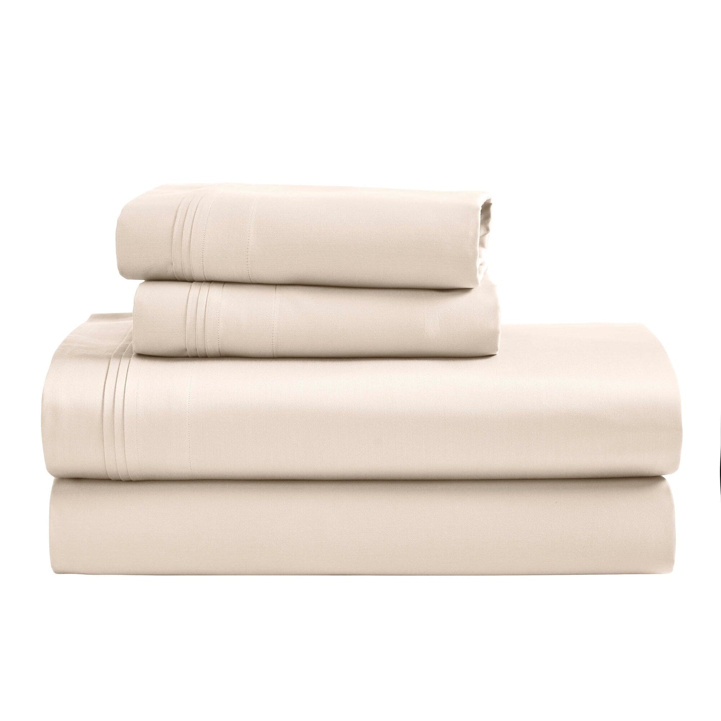 Jeu de draps uni en coton égyptien supérieur, 1500 fils, avec poche profonde.