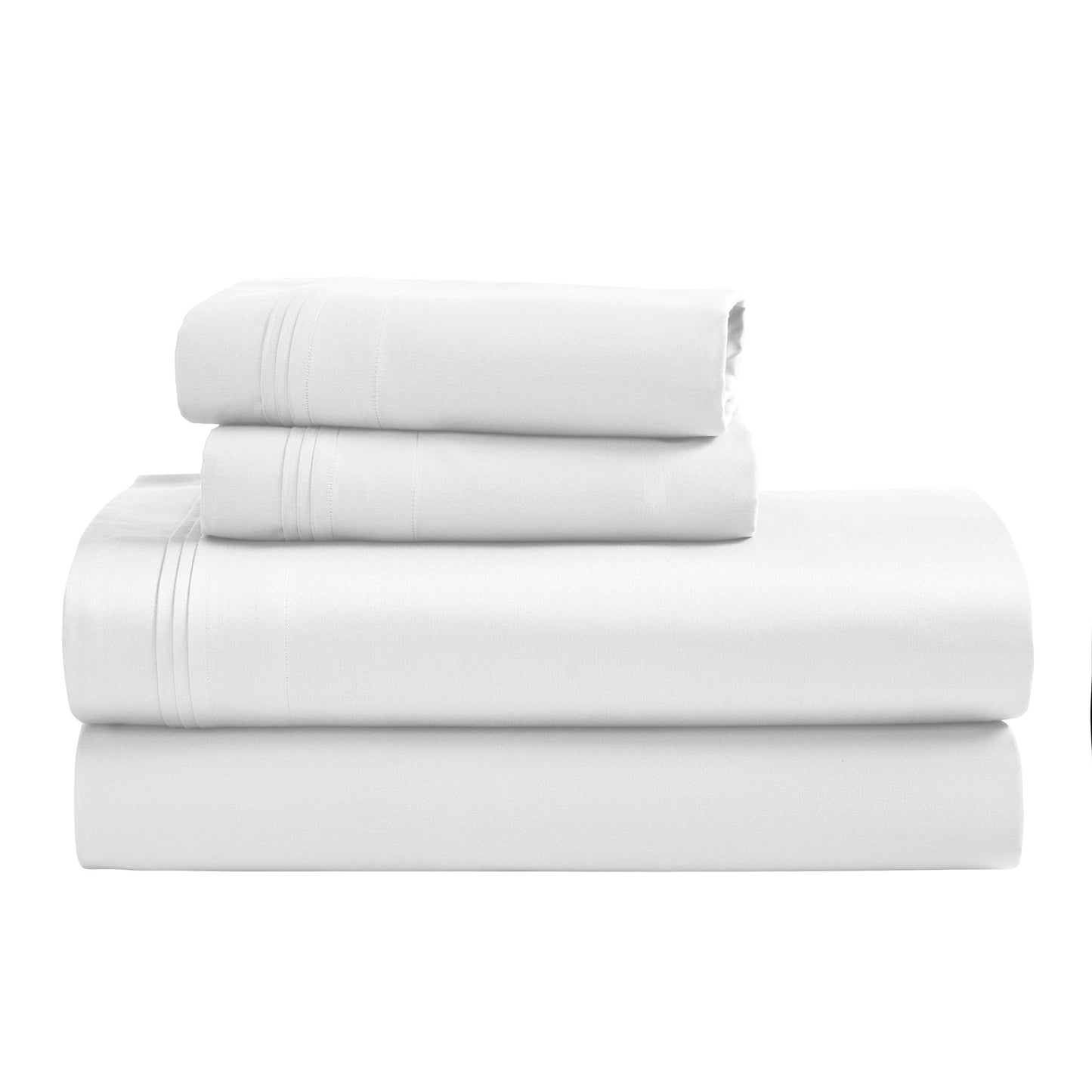 Jeu de draps uni en coton égyptien supérieur, 1500 fils, avec poche profonde.