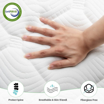 Matelas hybride en mousse à mémoire de forme avec gel, moelleux, de 30 cm (12 po) d'épaisseur, rafraîchissant et respirant, certifié CertiPUR-US, SGS et OEKO-TEX.