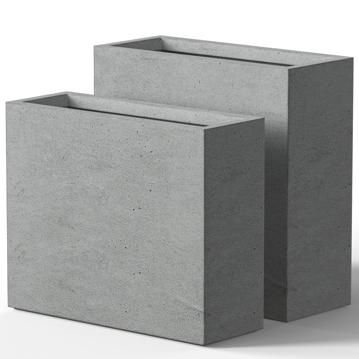 Grandes jardinières rectangulaires en béton / Grandes jardinières pour fleurs, pour intérieur et extérieur