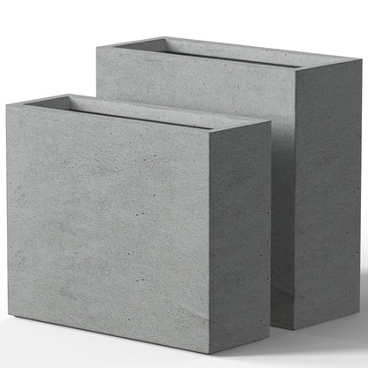 Grandes jardinières rectangulaires en béton / Grandes jardinières pour fleurs, pour intérieur et extérieur