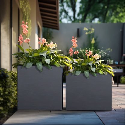 Grandes jardinières rectangulaires en béton / Grandes jardinières pour fleurs, pour intérieur et extérieur