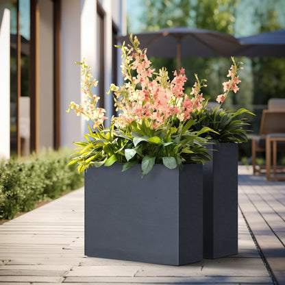 Grandes jardinières rectangulaires en béton / Grandes jardinières pour fleurs, pour intérieur et extérieur