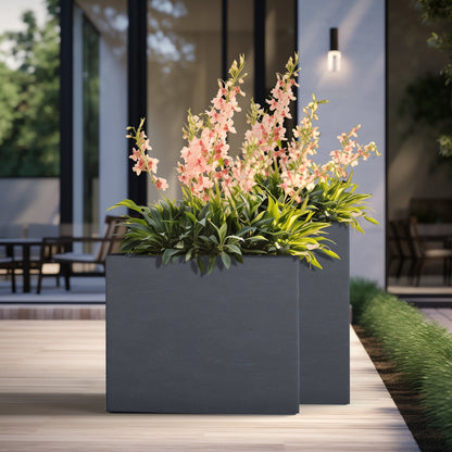 Grandes jardinières rectangulaires en béton / Grandes jardinières pour fleurs, pour intérieur et extérieur