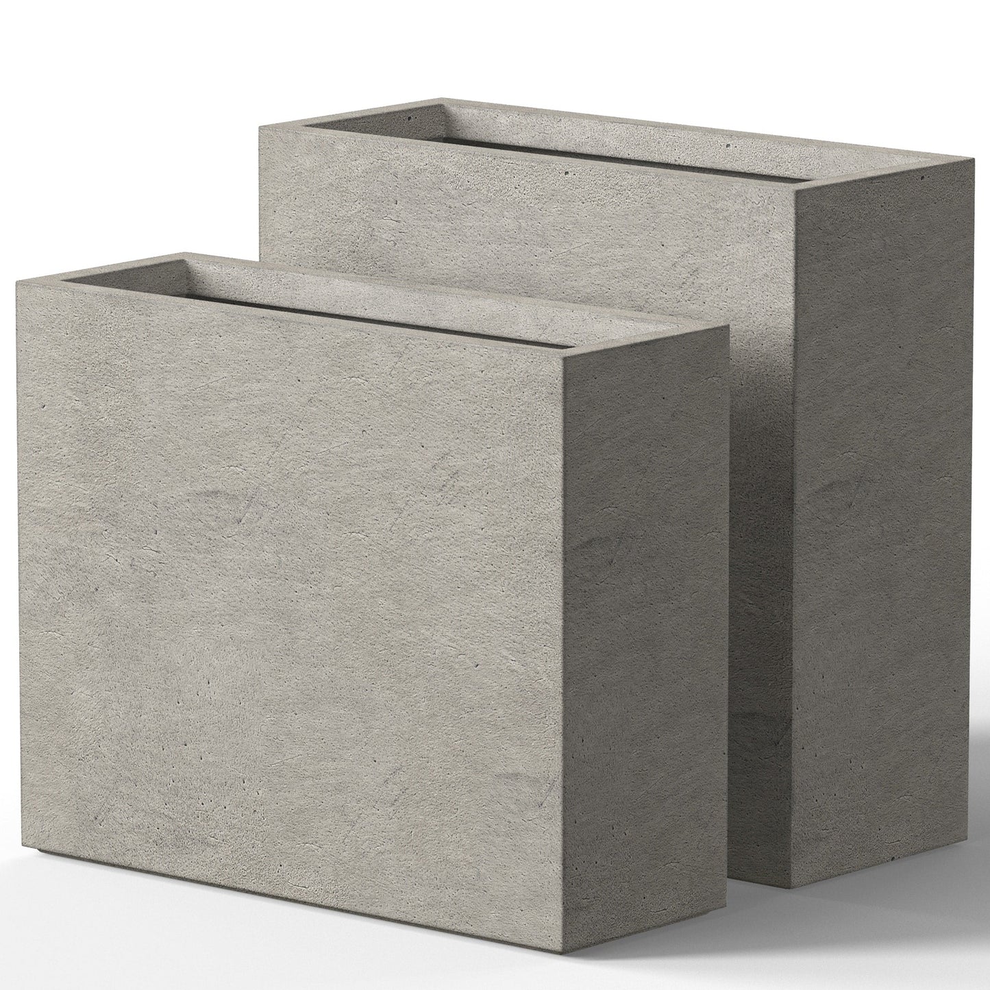 Grandes jardinières rectangulaires en béton / Grandes jardinières pour fleurs, pour intérieur et extérieur