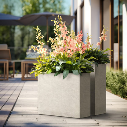 Grandes jardinières rectangulaires en béton / Grandes jardinières pour fleurs, pour intérieur et extérieur