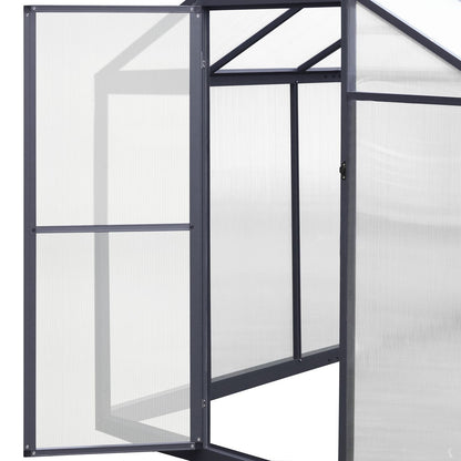 VEIKOUS Kit de serre de jardin en aluminium avec porte verrouillable et fenêtre de toit réglable, gris.