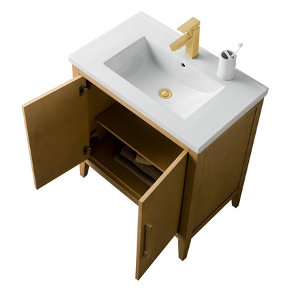 Meuble-lavabo de salle de bain Vanity Art avec lavabo simple, plateau en céramique, disponible en 20, 24 ou 30 pouces.