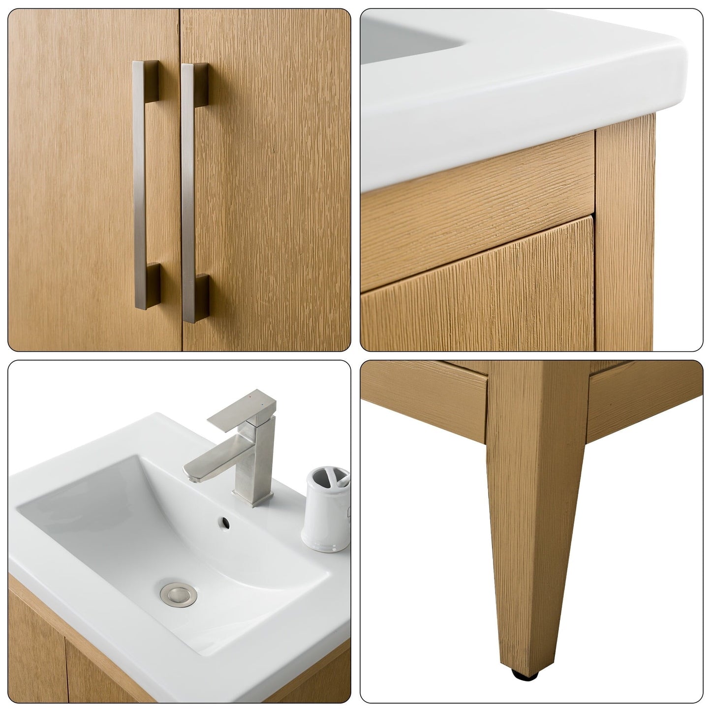 Meuble-lavabo de salle de bain Vanity Art avec lavabo simple, plateau en céramique, disponible en 20, 24 ou 30 pouces.